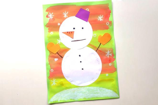 幼儿冬天简单手工：拼贴画雪人(步骤图解)6