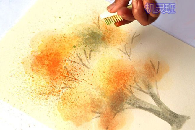 怎么教没有绘画基础的孩子用水彩简单画秋天的树(步骤图解)10