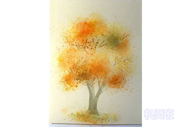 怎么教没有绘画基础的孩子用水彩简单画秋天的树(步骤图解)12