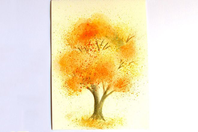 怎么教没有绘画基础的孩子用水彩简单画秋天的树(步骤图解)13