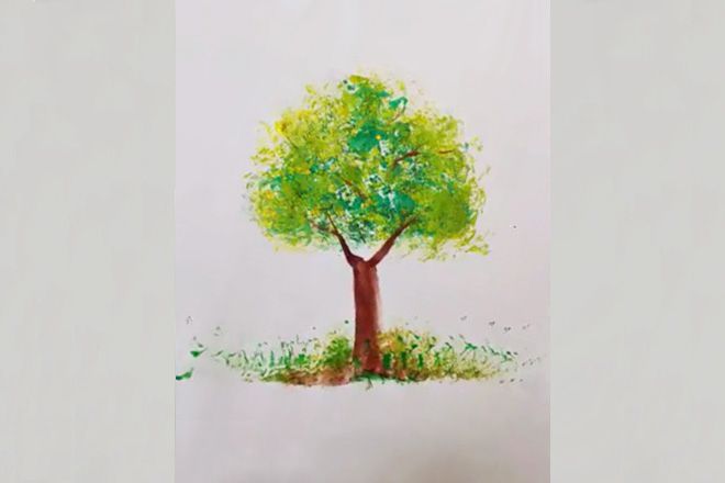 简单拓印画：怎么用报纸印画秋天的树(步骤图解)8