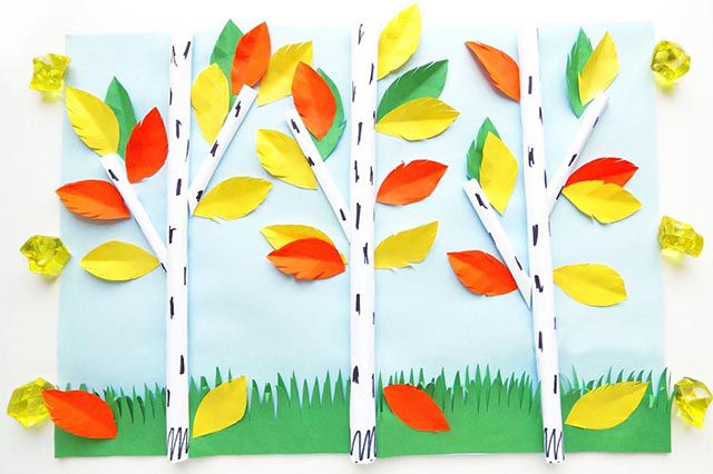 幼儿综合手工制作粘贴画美丽的秋天白桦林(步骤图解)11