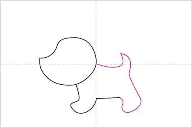 怎么教儿童简单画奔跑的小狗简笔画(步骤图解)4
