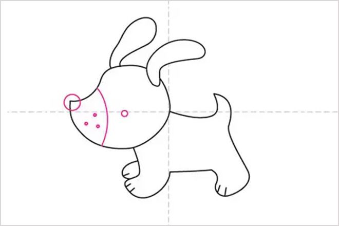 怎么教儿童简单画奔跑的小狗简笔画(步骤图解)6