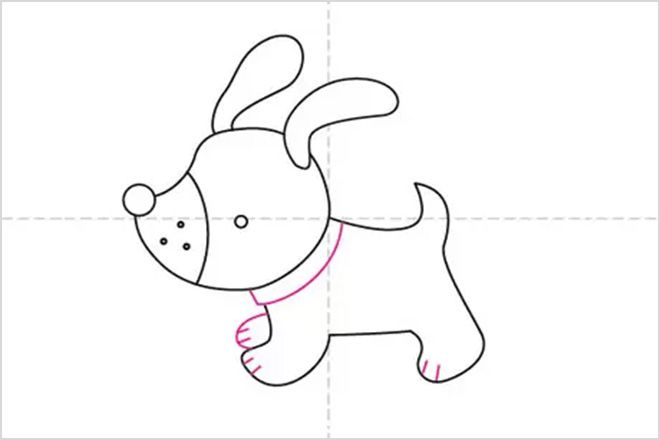 怎么教儿童简单画奔跑的小狗简笔画(步骤图解)7