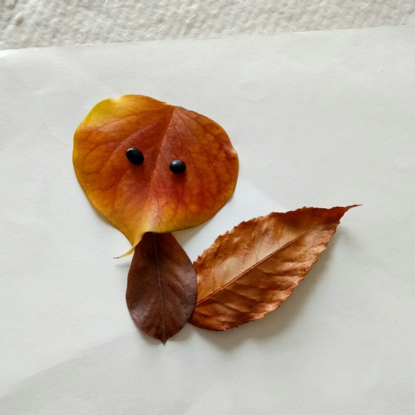 儿童叶子手工制作漂亮简单的儿童DIY树叶贴画之可爱的小狐狸