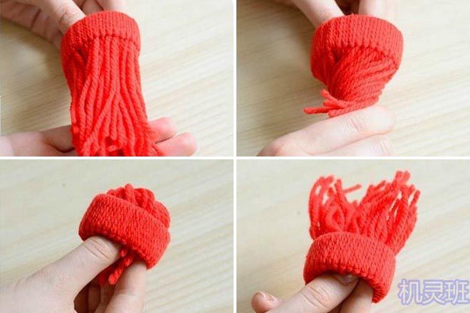 幼儿穿绳游戏：毛线简单手工制作玩具帽子(步骤图解)3