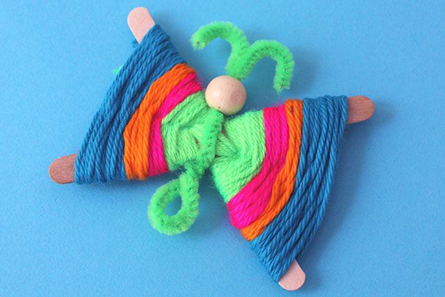 幼儿手工制作蝴蝶：怎么用毛线做蝴蝶(步骤图解)5
