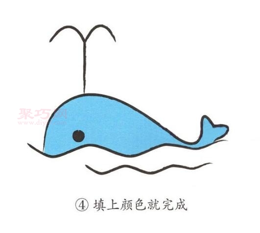 海里的鲸鱼画法第4步