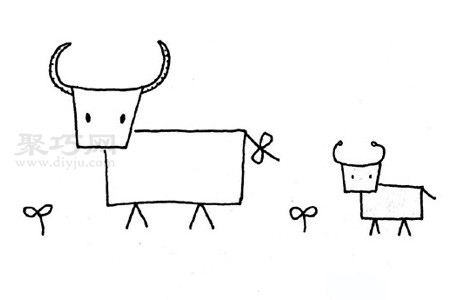 小牛和妈妈如何画好看又简单 小牛和妈妈简笔画教程
