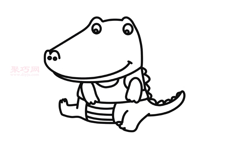 儿童画小鳄鱼画法 一起来学小鳄鱼简笔画