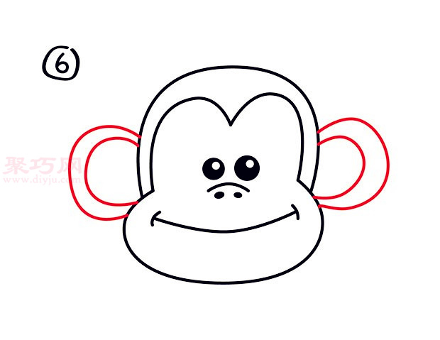 大嘴猴头像简笔画第6步