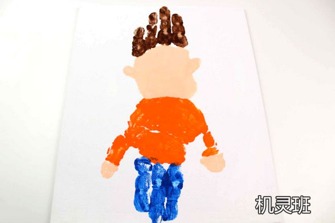 幼儿园简单有趣的手印画父亲节贺卡(步骤图解)３