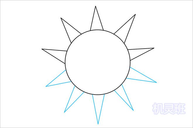 怎么一步一步简单教孩子画太阳简笔画(步骤图解)3