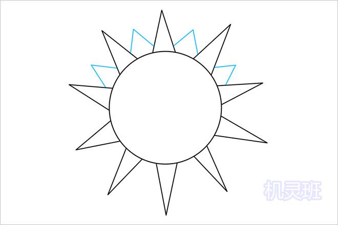 怎么一步一步简单教孩子画太阳简笔画(步骤图解)4