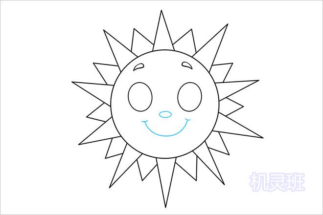 怎么一步一步简单教孩子画太阳简笔画(步骤图解)7