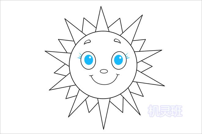 怎么一步一步简单教孩子画太阳简笔画(步骤图解)8