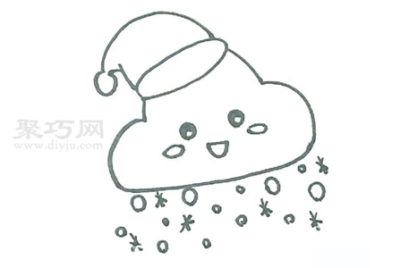 幼儿画卡通下雪的云朵画法