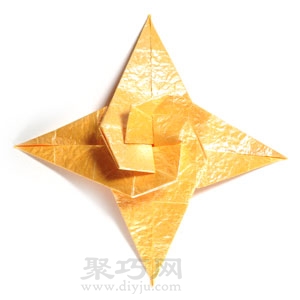 手工折纸四角螺旋星简单折法